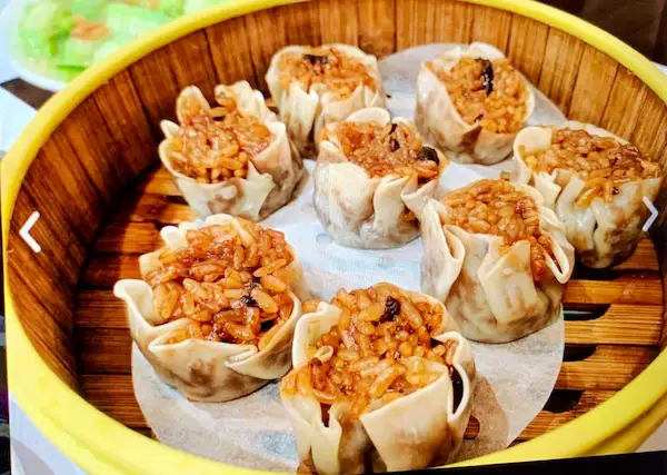 Shumai Dumplings in Bamboo Steamer